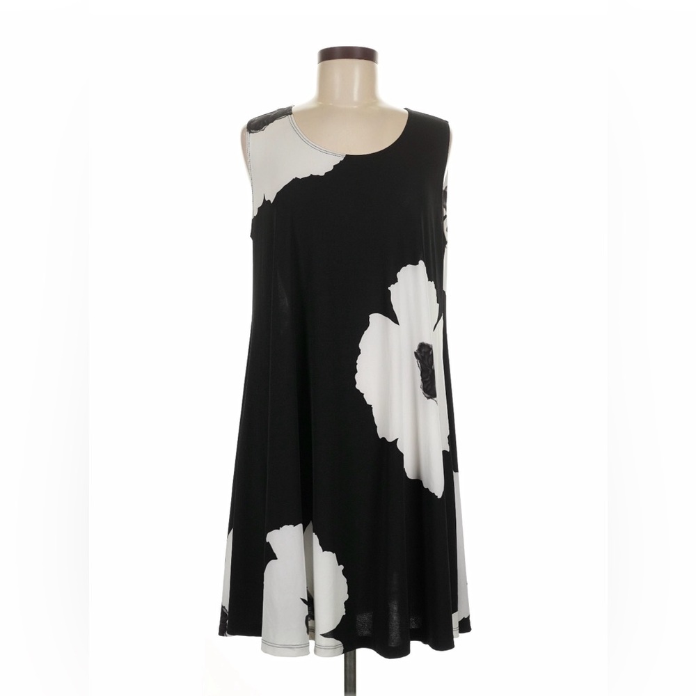 ❤️ Black and White Sleeveless A-Line Dress